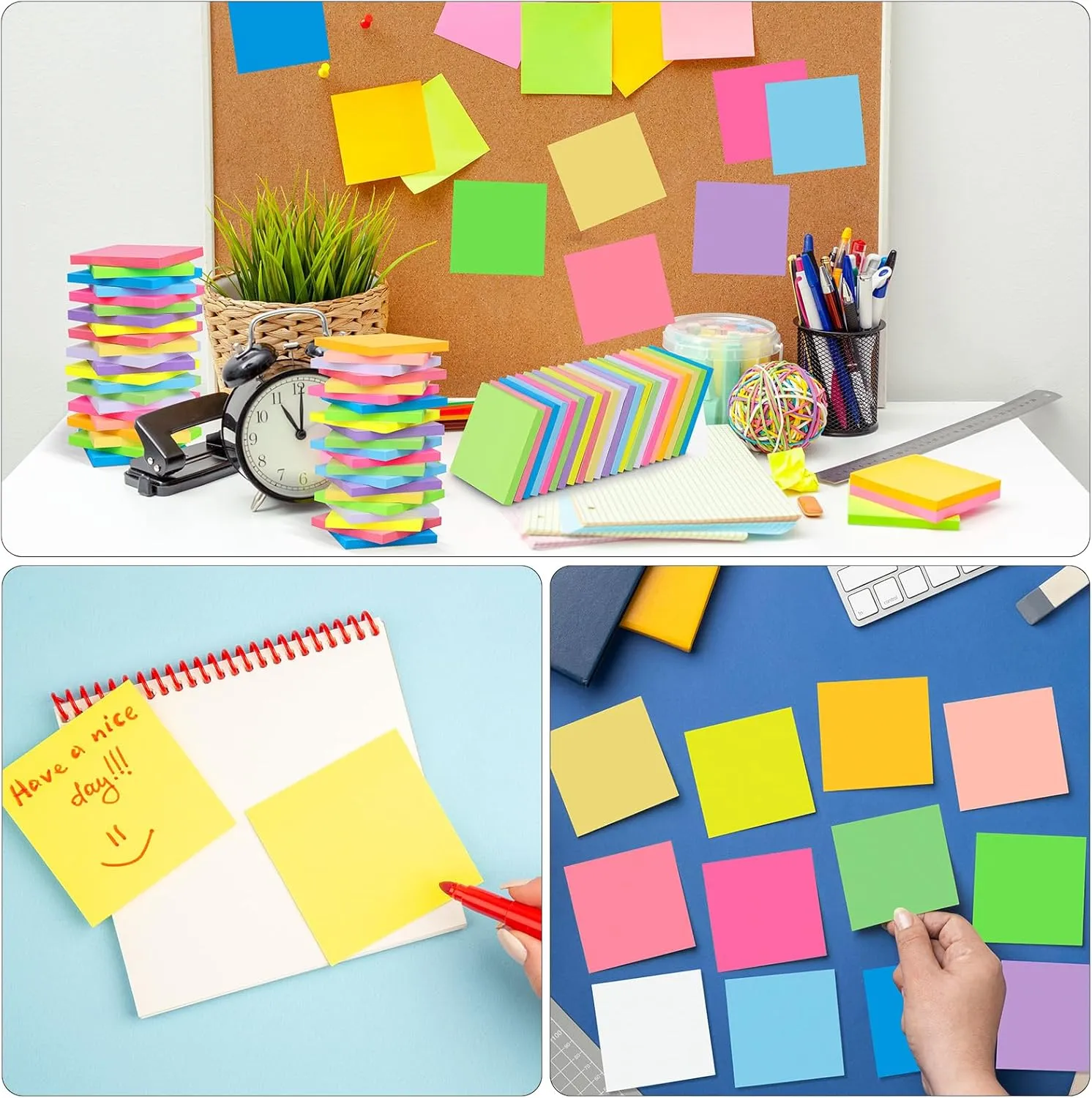 60 PCS Sticky Notes Bulk 3x3 Inch Colorful Sticky Notes 75 Sheets/Pad 12 Colors, Adhesive Sticking Self-Stick Multicolor Memo Note Pads for Teacher Student School Office Meeting Blank Desk Pads