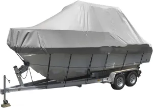 600D Marine Grade Boat Cover, Heavy Duty Polyester Waterproof UV Resistant, Durable and Tear Proof, for V-Hull, TRI-Hull, Runabout Boat, Pro-Style Bass Boats