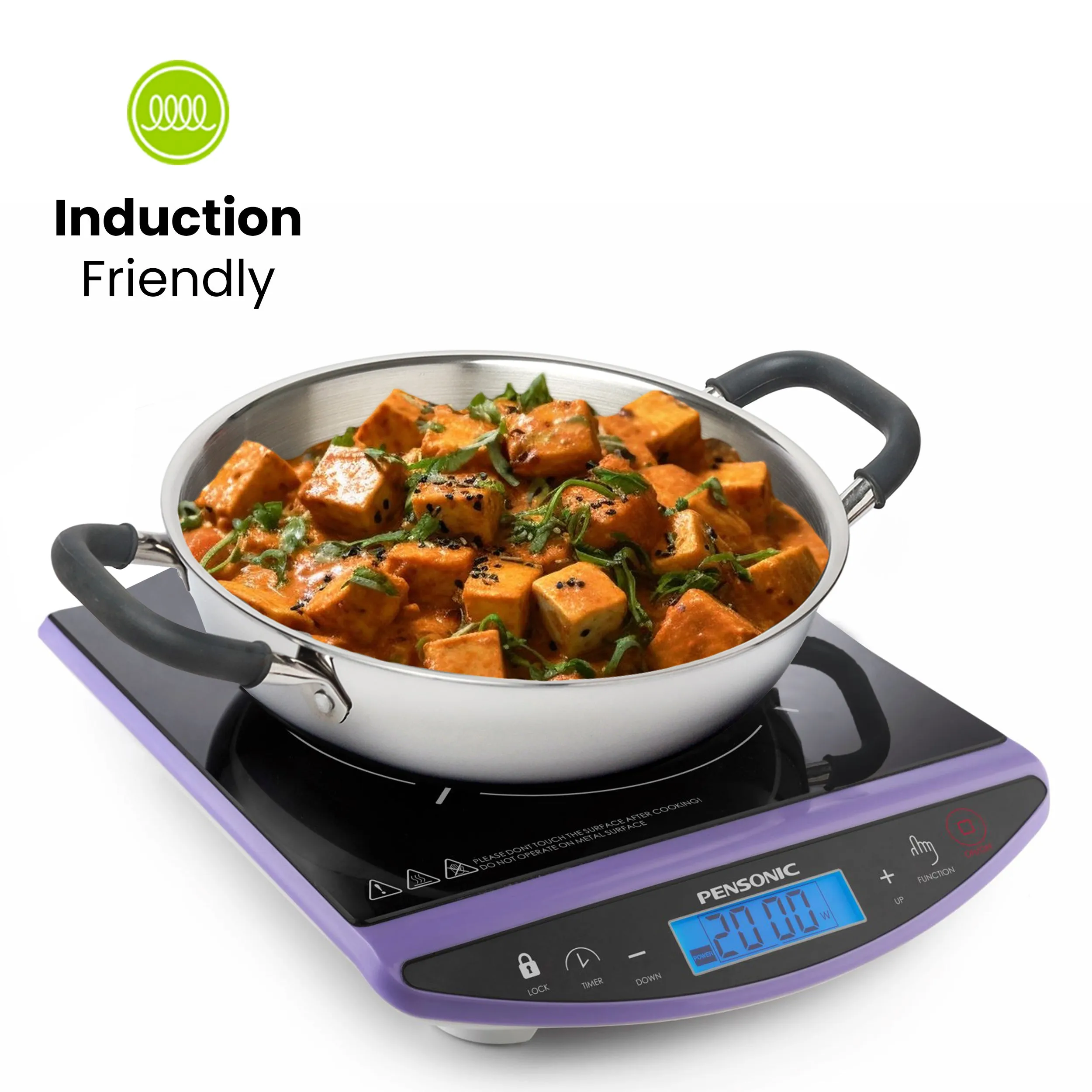 6.8L Allo CookSafe TriPly Kadhai | Stainless Steel | With Stainless Steel Lid | Induction Friendly | 32cm