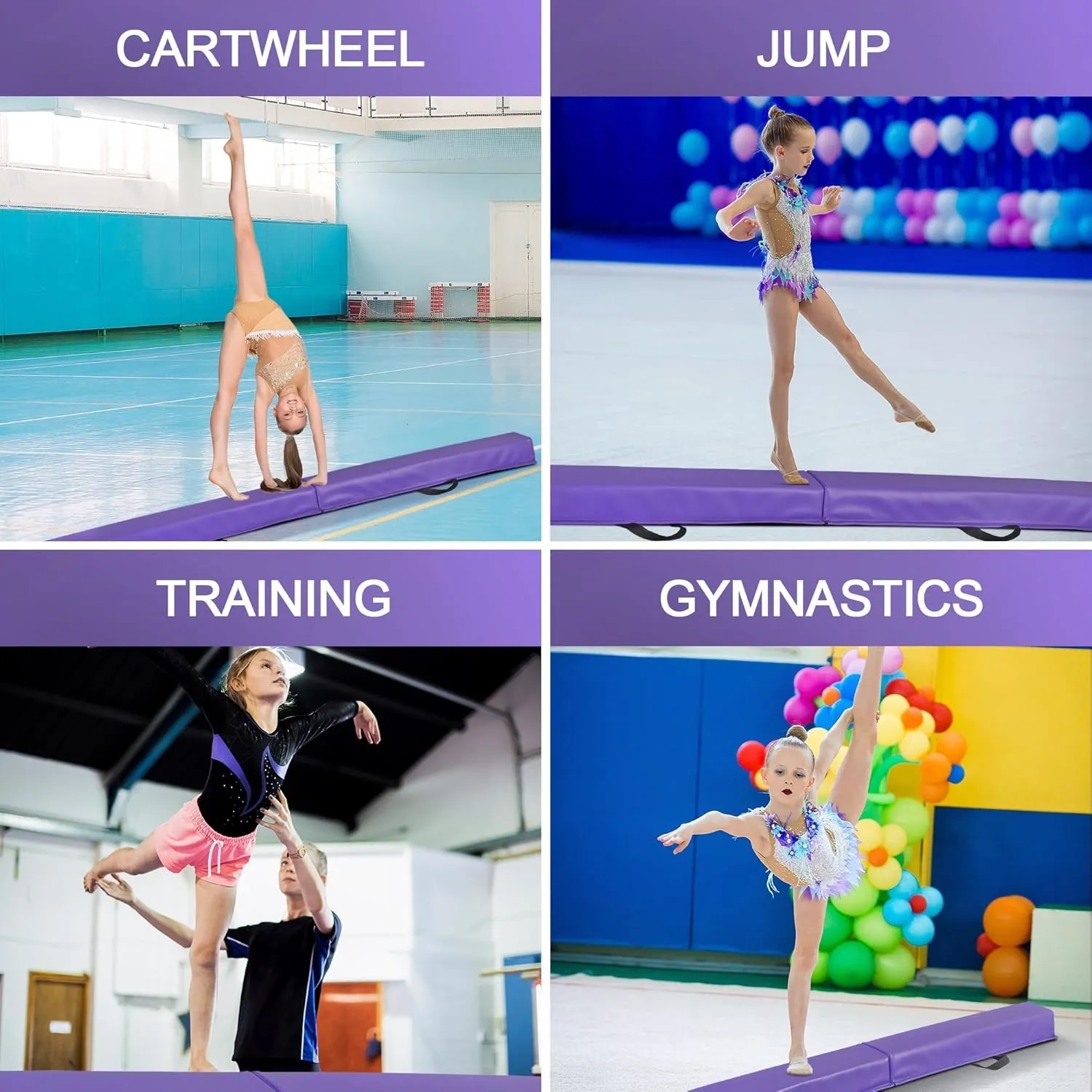 6FT/9FT Balance Beam Folding Gymnastics Beam Extra Firm Foam Anti-Slip Bottom Equipment for Floor Home Training, Kids, Adults
