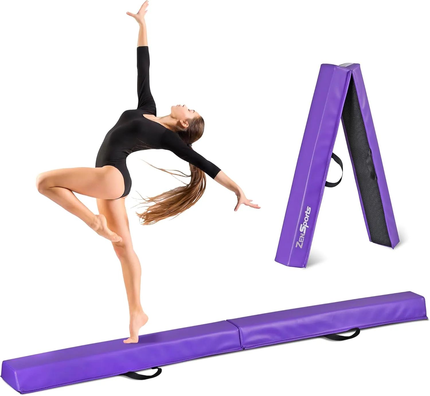 6FT/9FT Balance Beam Folding Gymnastics Beam Extra Firm Foam Anti-Slip Bottom Equipment for Floor Home Training, Kids, Adults