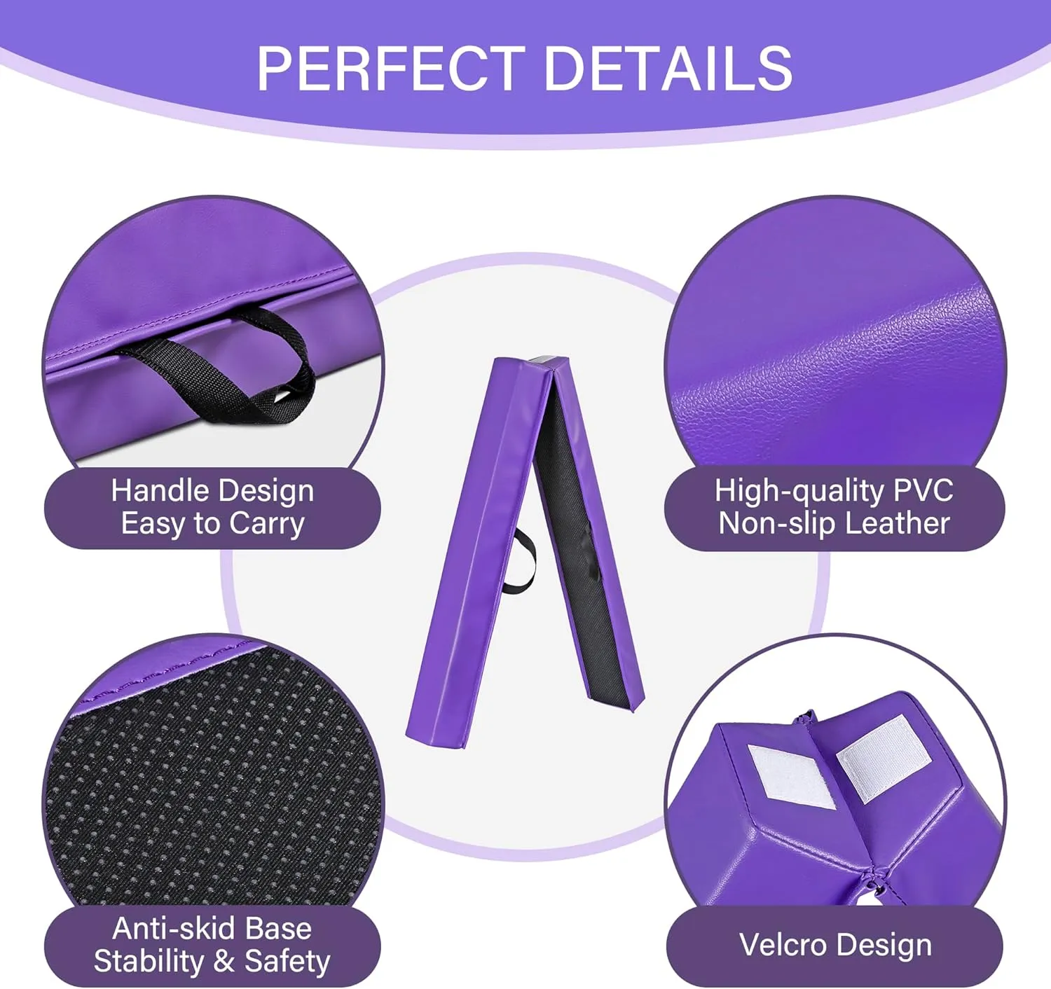 6FT/9FT Balance Beam Folding Gymnastics Beam Extra Firm Foam Anti-Slip Bottom Equipment for Floor Home Training, Kids, Adults