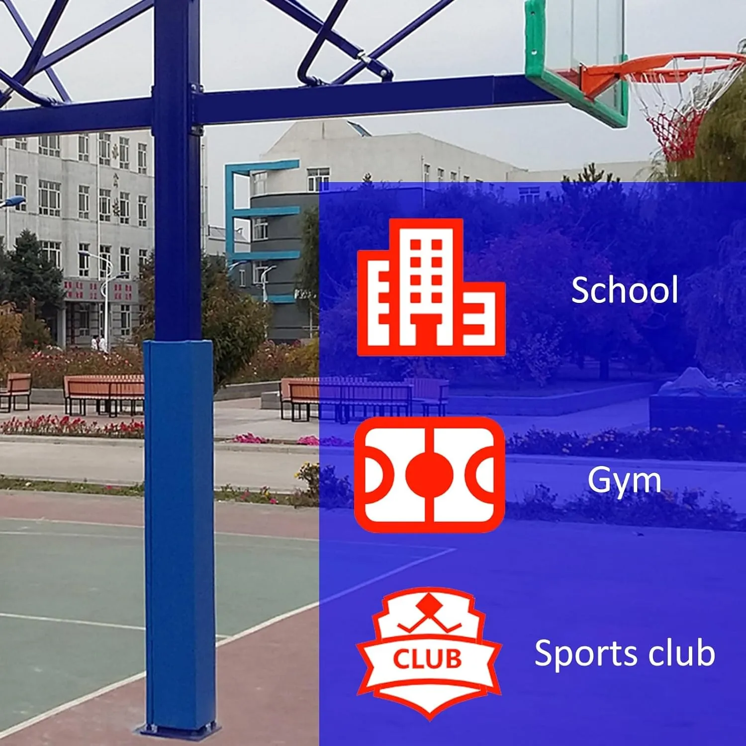 6x6 7x7 In Square Pole Padding Wrap Around, Portable Basketball Hoop Padding Cushion Protection Player/ Child/ Kid, Pole Wraps for Basement Column/ Shade Sructure Poles/ Garage Post(Red,18x18cm(7x7in)