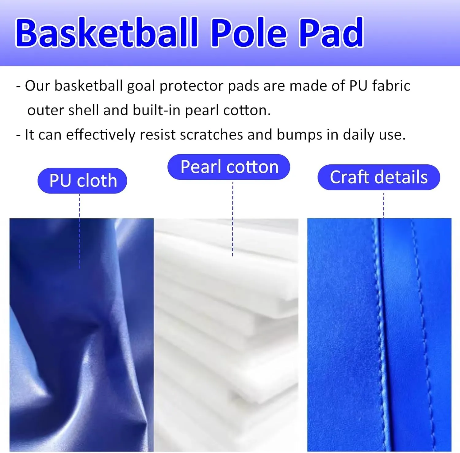 72inch Basketball Square Pole Pad Universal, Heavy Duty Basement Pole Padding Wrap Around for College/Gym/Courtyard, Shock Absorbing Garage Post Protective Pads(Black,18x18cm(7x7in))