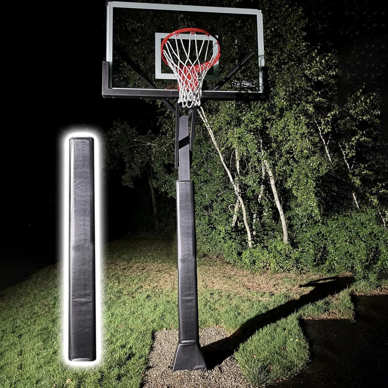 72inch Basketball Square Pole Pad Universal, Heavy Duty Basement Pole Padding Wrap Around for College/Gym/Courtyard, Shock Absorbing Garage Post Protective Pads(Black,18x18cm(7x7in))