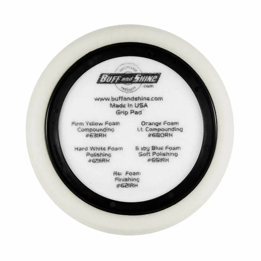 7.5" Euro White Polishing Hex Faced Foam Grip Pad™ with Center Ring Backing