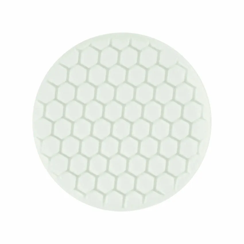 7.5" Euro White Polishing Hex Faced Foam Grip Pad™ with Center Ring Backing