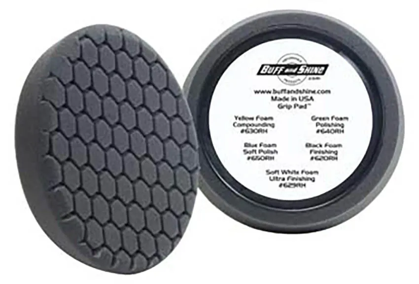 7.5" US Black Finishing Hex Faced Foam Grip Pad™ with Center Ring Backing