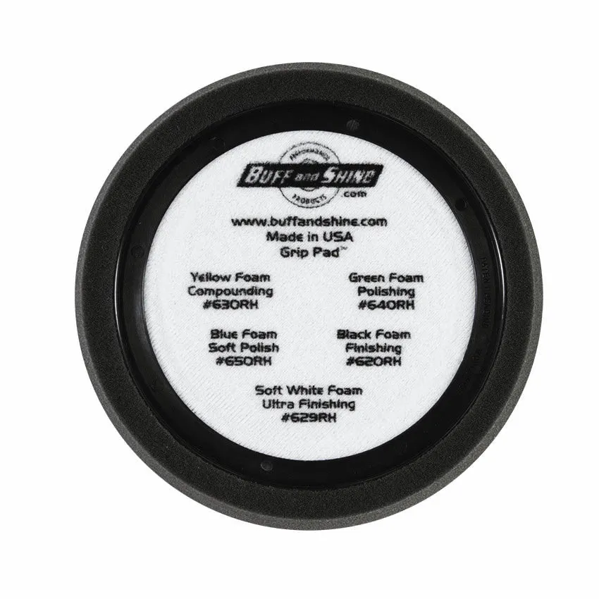 7.5" US Black Finishing Hex Faced Foam Grip Pad™ with Center Ring Backing