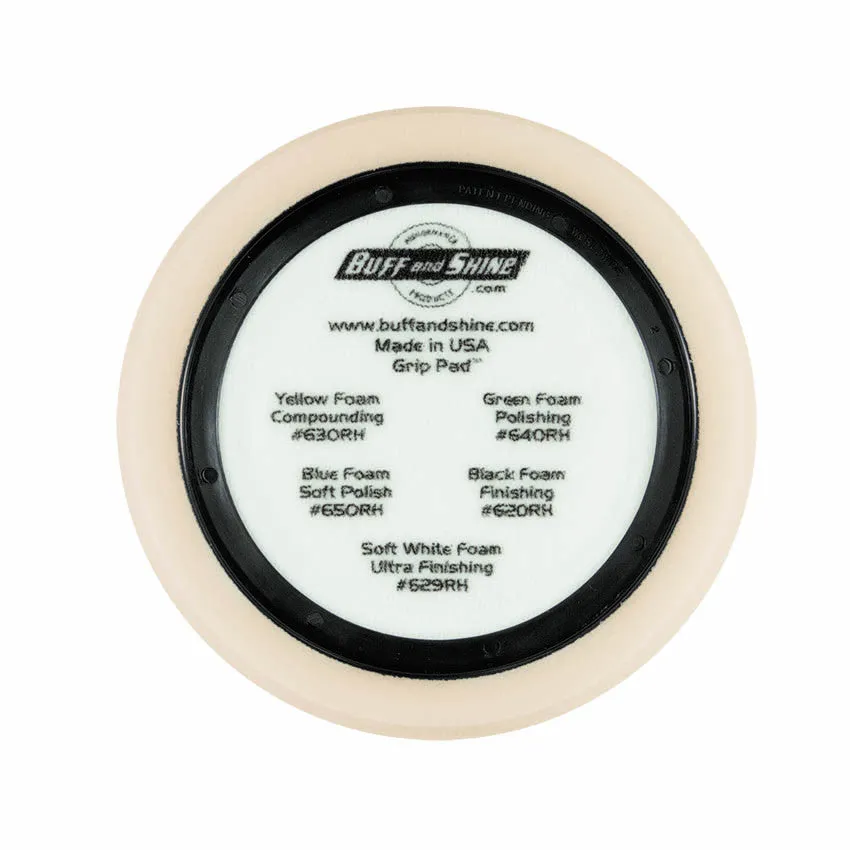 7.5" US White Ultra Finishing Hex Faced Foam Grip Pad™ with Center Ring Backing