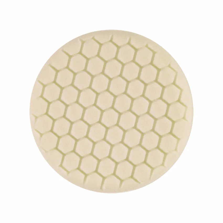 7.5" US White Ultra Finishing Hex Faced Foam Grip Pad™ with Center Ring Backing