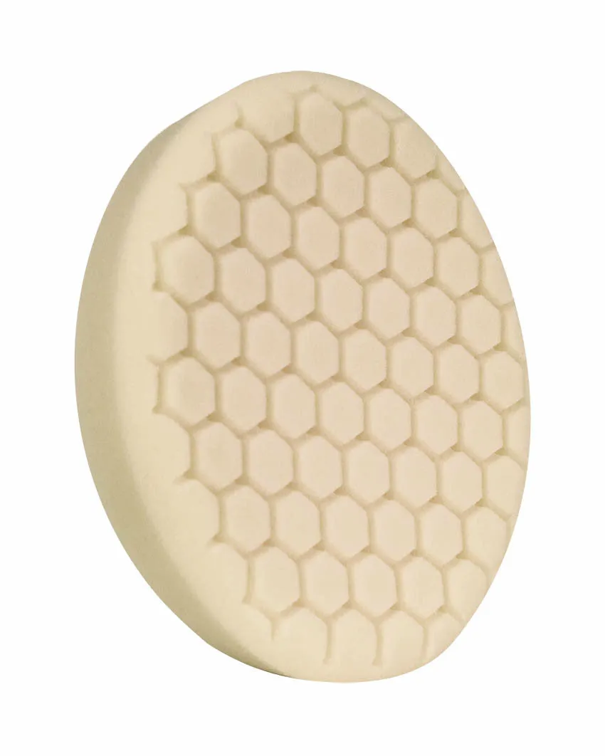7.5" US White Ultra Finishing Hex Faced Foam Grip Pad™ with Center Ring Backing