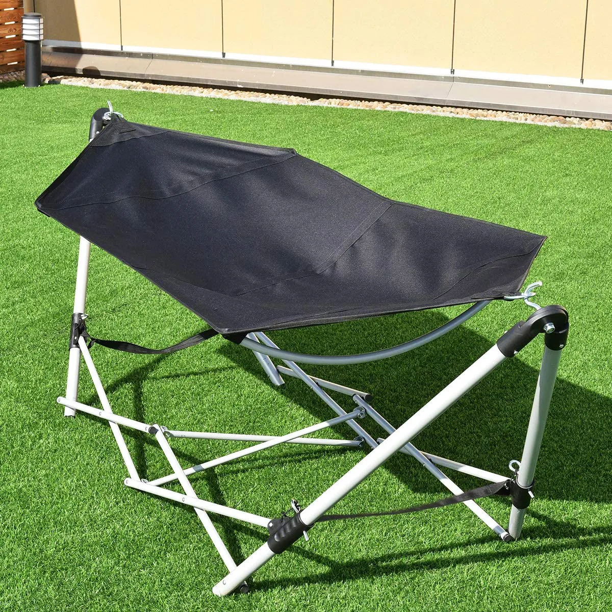 8 ft. Portable Folding Hammock Bed with Steel Frame and Carry Bag