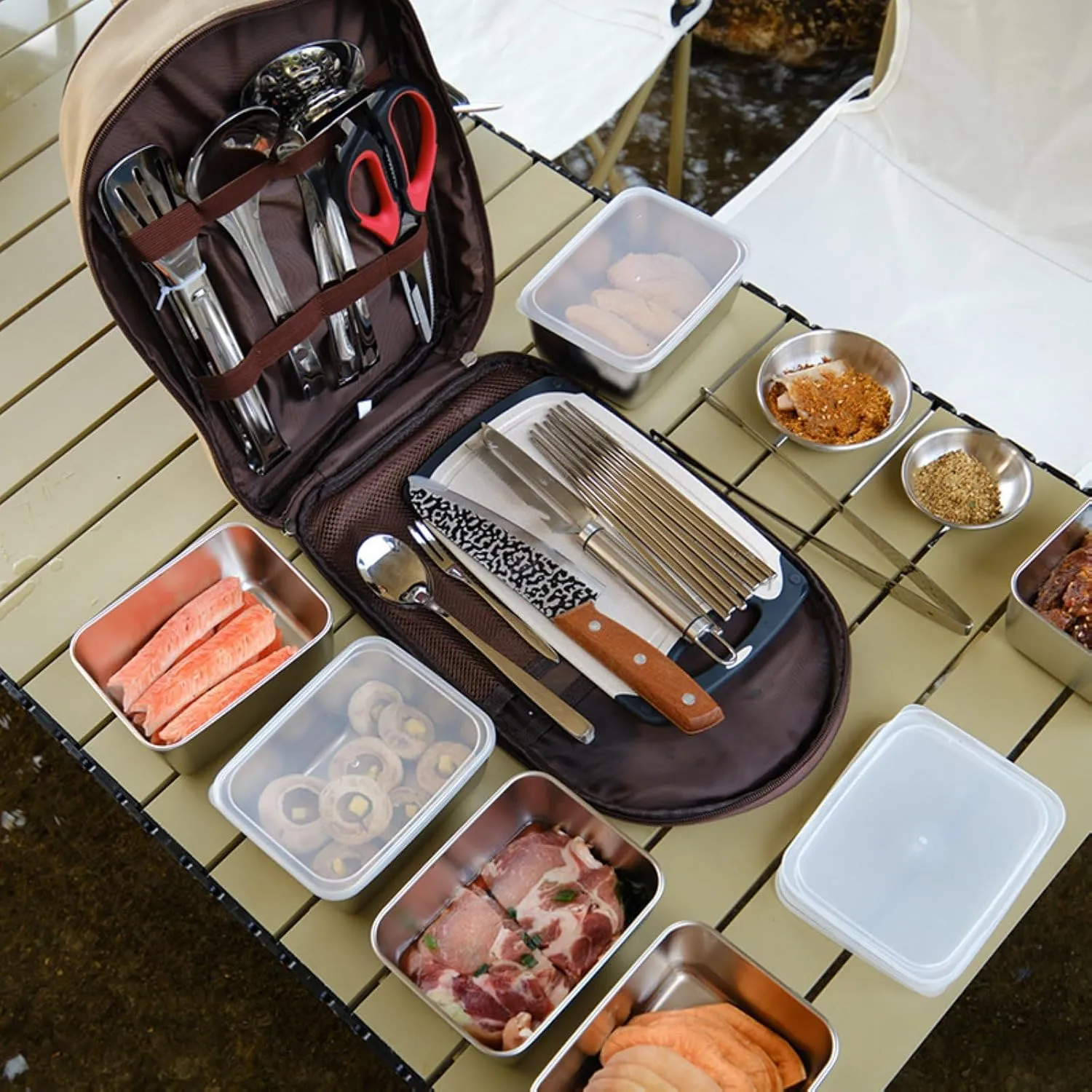 8/11 Pieces Stainless Steel Camping Cooking Utensils Set Cookware Kit with Storage Bag for Hiking, Picnic Travel