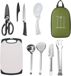 8/11 Pieces Stainless Steel Camping Cooking Utensils Set Cookware Kit with Storage Bag for Hiking, Picnic Travel