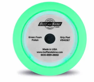 9" US Green Polishing Foam Grip Pad™ with Center Tee, Contour Edge