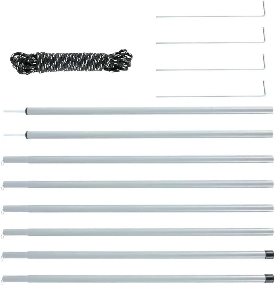 Adjustable Camping Tarp Poles, Tent Poles Tarp Shelter, Support Rod Iron Telescoping Poles Set, Awning Tarpaulin Support, Upright Porch Pole for Beach Shelter, Outdoor Camping Tent, Sunshade