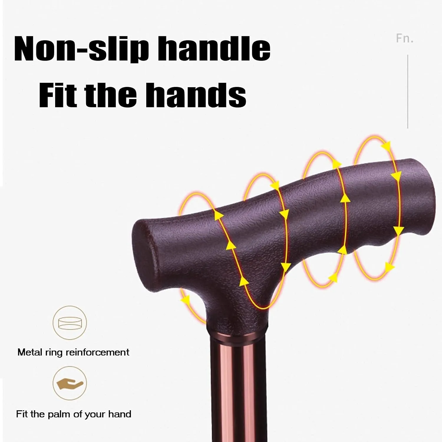 Adjustable Lightweight Cane with Soft Grip Handle, Disabled Elderly Lightweight Non-Slip Walking Sticks Men and Women Hiking Telescopic Crutch Walker ALGFree (Color : Brown, Size : 64~86cm)