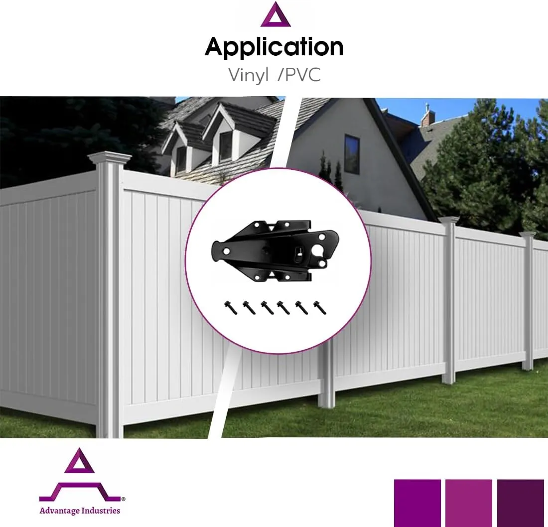 Advantage Industries 5” Stainless-Steel Self-Latching Gate Latch | Vertical Adjustable Striker | Two-Way Spring Latch Entry | Padlock Lockable | Left & Right Reversable | Vinyl/PVC Gates - Black
