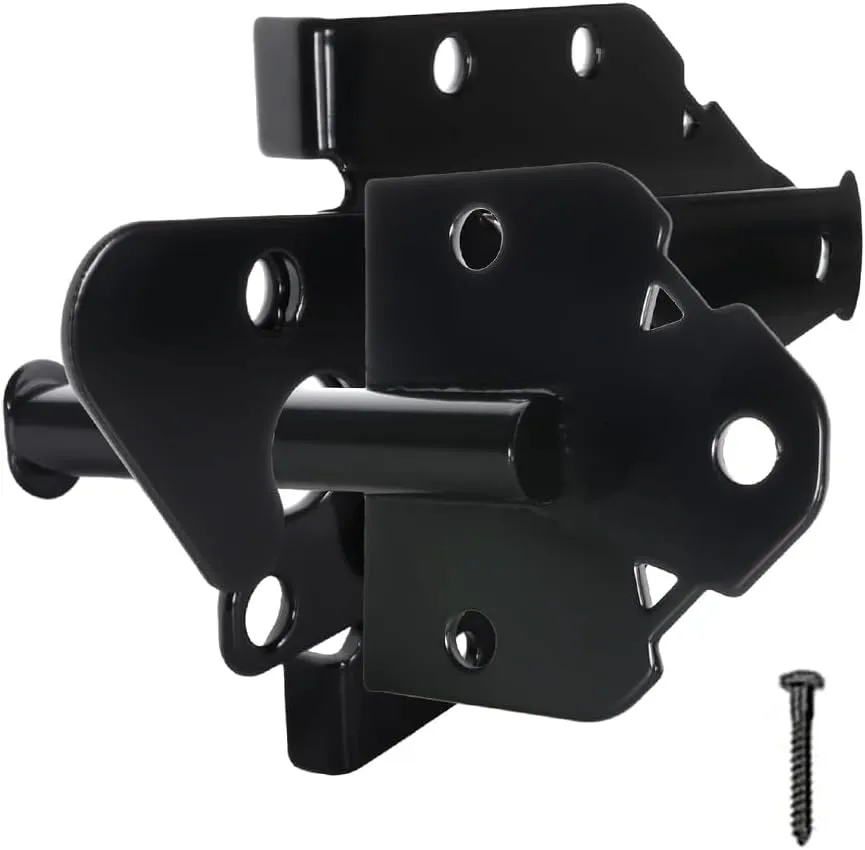Advantage Industries Steel Self-Latching Wood Gate Latch | Hidden Spring Design, Stop Washer Strike | Two-Way Spring Entry | Zinc-Plated | Pad-Lockable | Left & Right Reversable | Wood Gates - Black