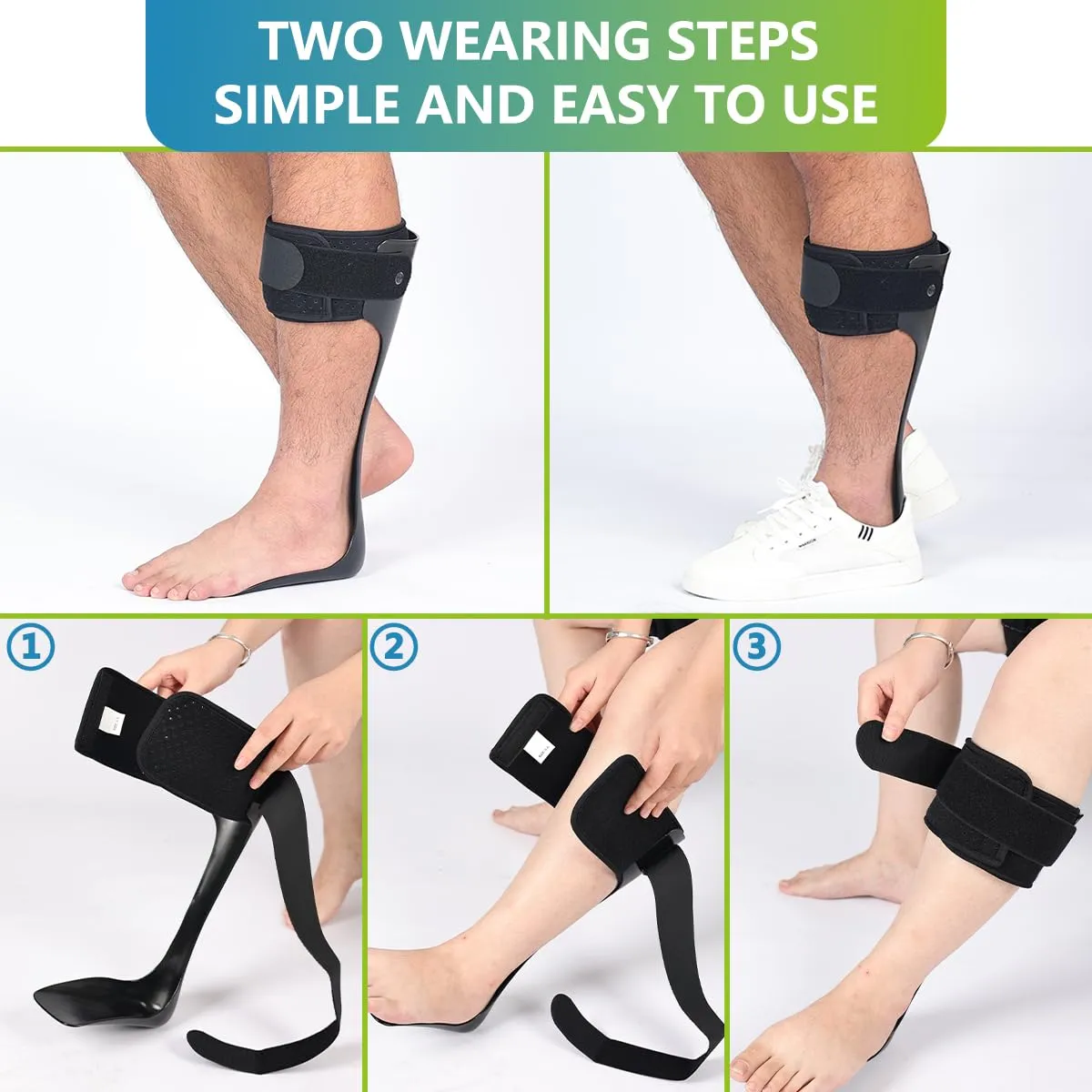 AFO Drop Foot Brace, Medical Ankle Foot Orthosis, Lightweight Foot Support Stabilizer, Drop Foot Postural Correction Brace for Men and Women (M-Left)