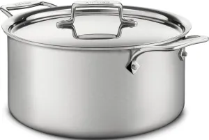 All-Clad D5 5-Ply Brushed Stainless Steel Stockpot 8 Quart Induction Oven Broiler Safe 600F Pots and Pans, Cookware Silver