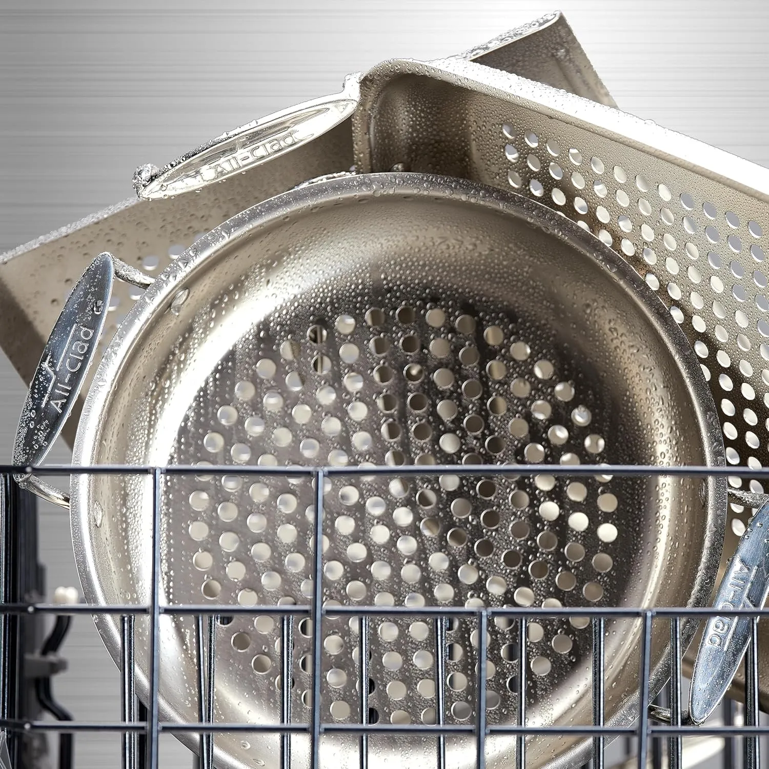 All-Clad Outdoor Stainless Steel Square Basket, 14 x 11 Inch, For Grilling Vegetables and Seafood, Durable, High-Heat Outdoor Cookware, Metal Utensil Safe, Dishwasher Safe, Silver