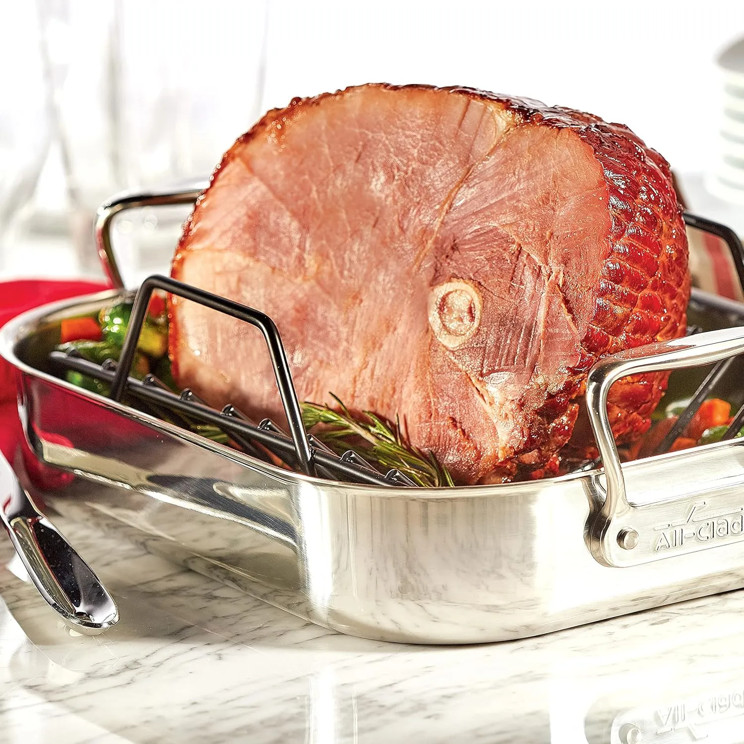 All-Clad Specialty Stainless Steel Roaster with Nonstick Rack 11x14 Inch Oven Broiler Safe 600F Roaster Pan, Pots and Pans, Bakeware, Silver