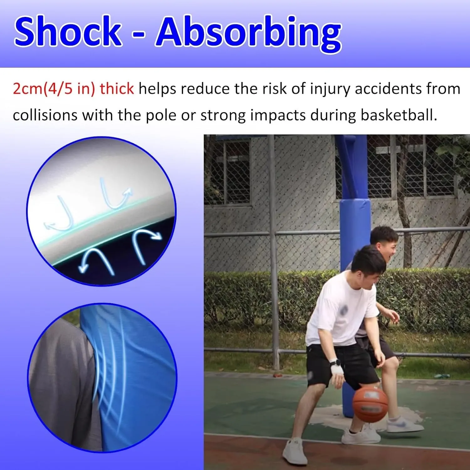 All Weather Shock - Absorbing Basketball Hoop Pad, Dia 4" 5" 6" 8" Round Pole Safety Padding, Portable Playground Pole Padding Wrap Around/Column Post Pads，5.9 Ft High(Yellow,Dia 114mm (4 1/2in))