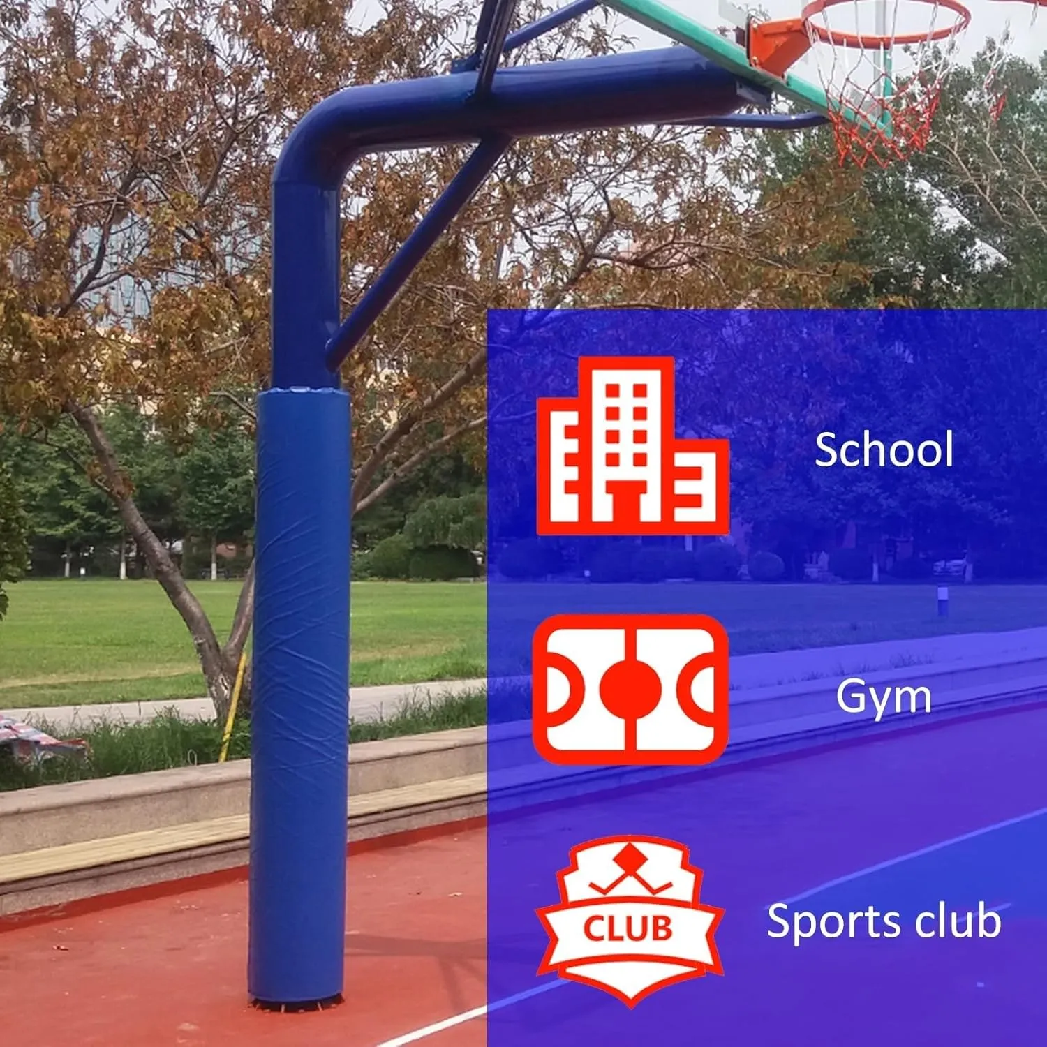All Weather Shock - Absorbing Basketball Hoop Pad, Dia 4" 5" 6" 8" Round Pole Safety Padding, Portable Playground Pole Padding Wrap Around/Column Post Pads，5.9 Ft High(Yellow,Dia 114mm (4 1/2in))