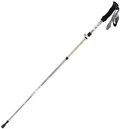 Aluminum Alloy 5-Section Folding Trekking Pole Outer Lock Ultra-Short Light Telescopic Walking Stick,for Hiking Mountaining Camping