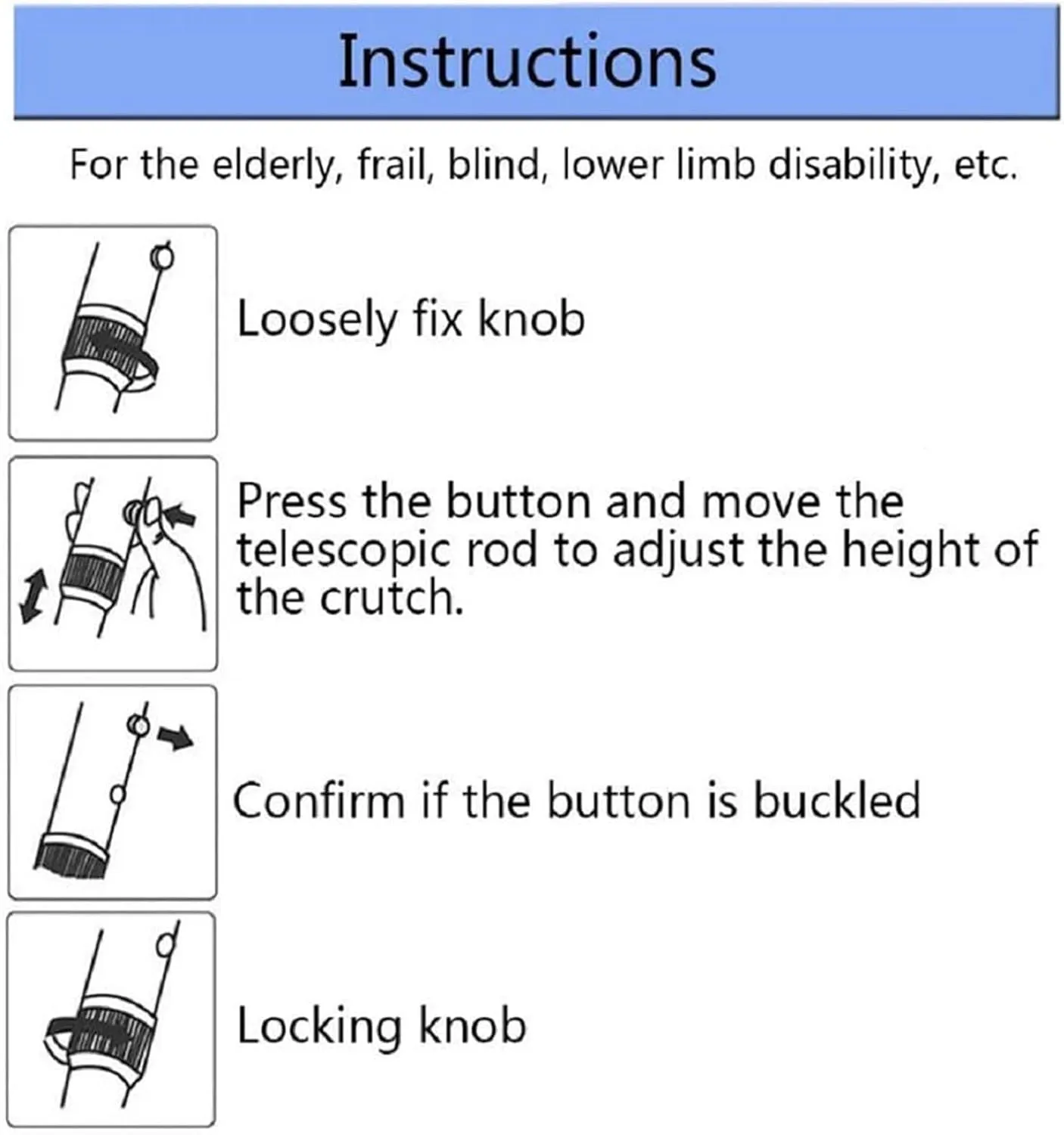Aluminum Alloy Folding Walking Stick Non-Slip Trekking Pole Men and Women Telescopic Crutches Shockproof Rubber Base Comfortable T-Handle, Black