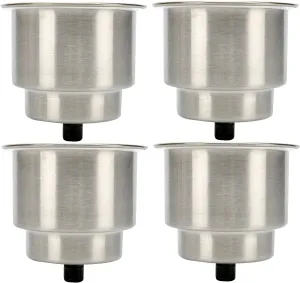 Amarine Made 4pcs Stainless Steel Cup Drink Holder with Drain for Marine Boat RV Camper