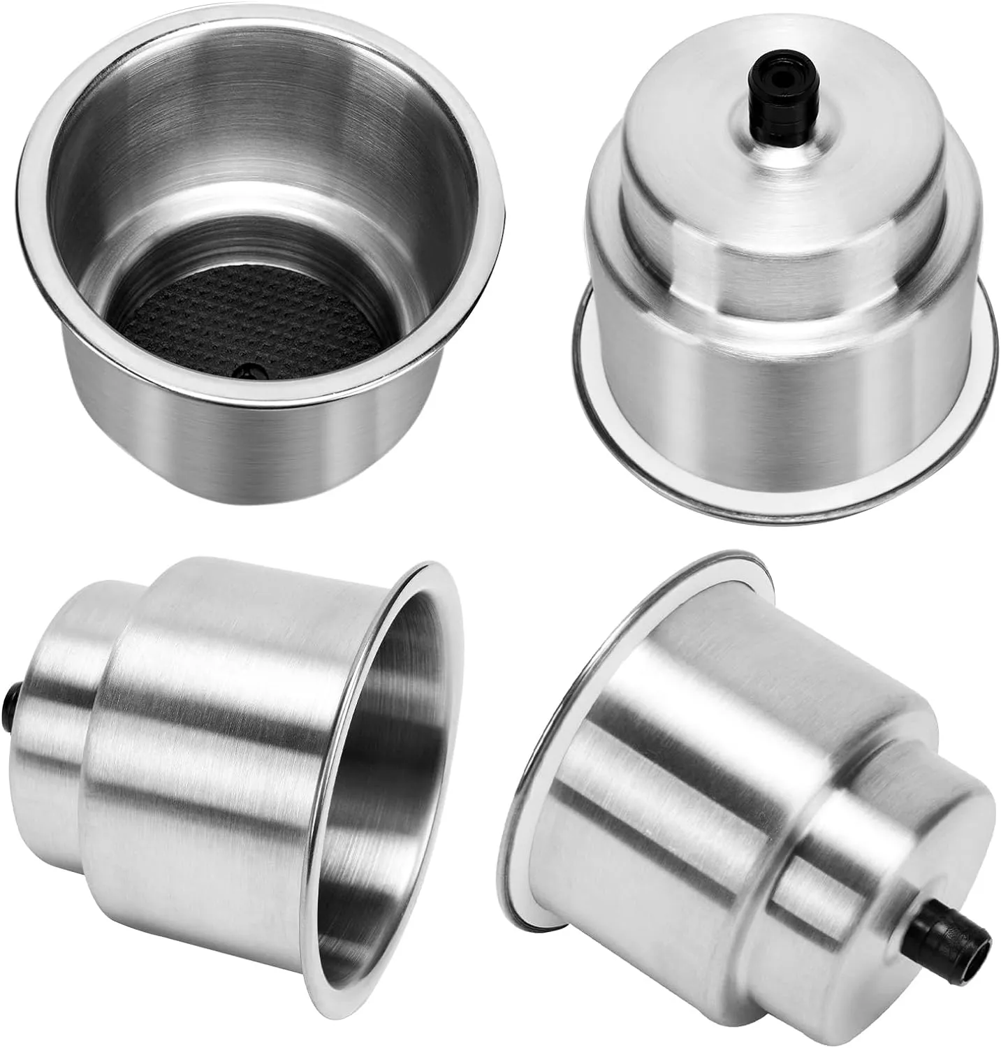 Amarine Made 4pcs Stainless Steel Cup Drink Holder with Drain for Marine Boat RV Camper
