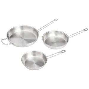 Amazon Basics 3-Piece Stainless Steel Aluminum-Clad Fry Pan Set with 8", 9 1/2", and 12" (Previously AmazonCommercial brand)