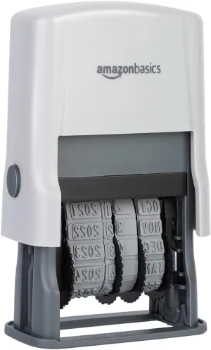 Amazon Basics Self-Inking Date Stamp, Rectangular, 2.56" x 1.69" x 4.13"