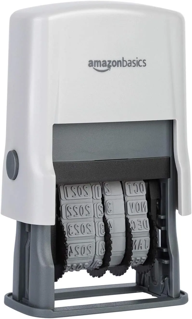 Amazon Basics Self-Inking Date Stamp, Rectangular, 2.56" x 1.69" x 4.13"