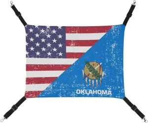 America Oklahoma State Flag Hanging Cat Bed Soft Breathable Pet Hammock for Cage Pet Sleeper for Kitten Ferret Puppy Rabbit