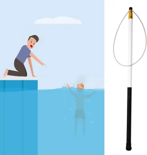 Anti-Electric Shock Rescue Tube，Lifesaving poleFiberglass Telescopic Pool Pole Hook for Emergency Rescue, Non-Slip Lightweight Drowning Lifesaving Safety Hook, Water Rescue Equipment(White)