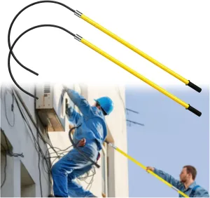 Anti-Electric Shock Rescue Tube，Lifesaving poleYellow Insulated Rescue Hook Electrical Safety Pole, Lifeguard Rescue Pull Bar 20 Inches Opening, Commercial Public Emergency Protective Equipm