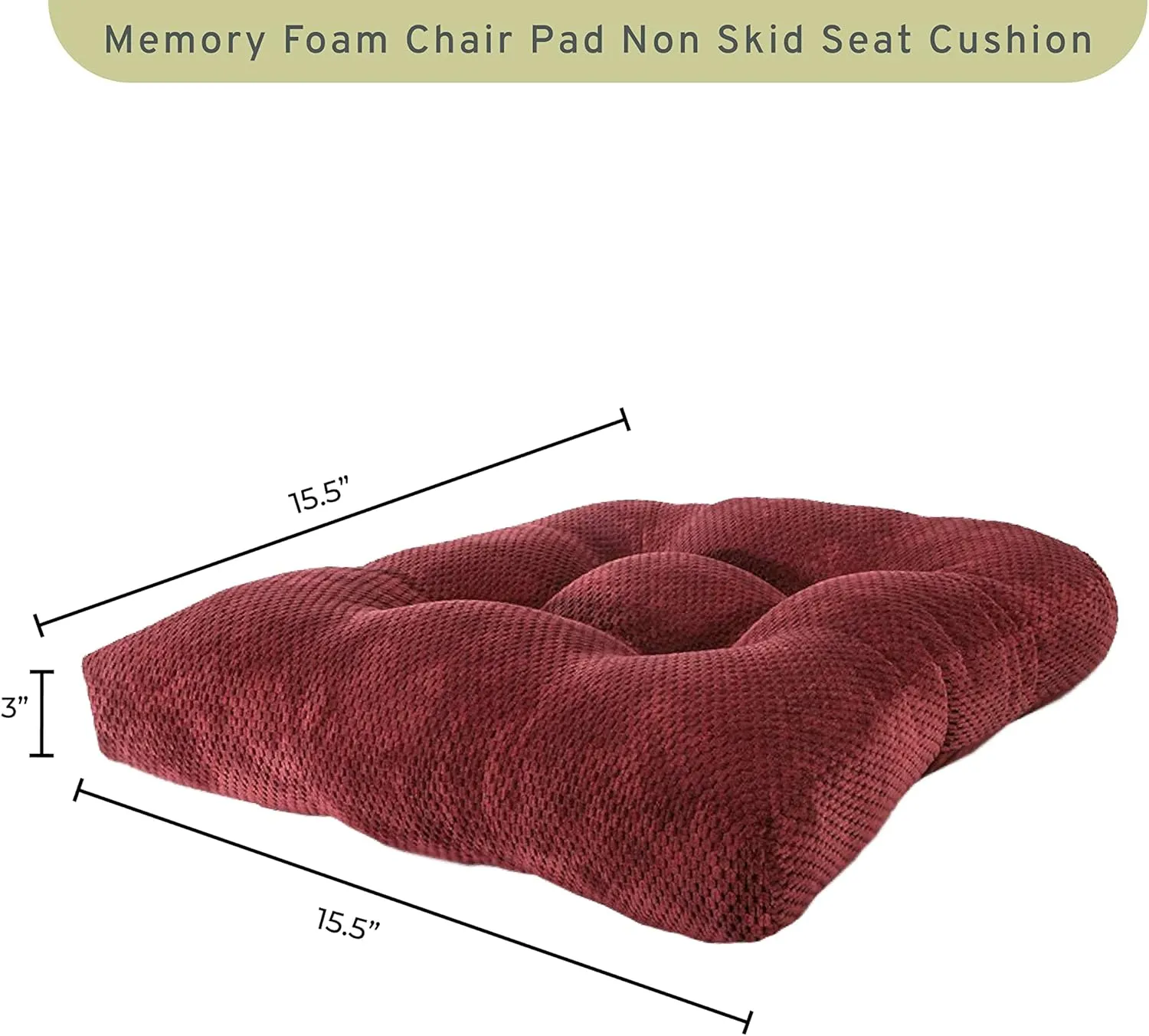 Arlee Memory Foam Non-Skid Chair pad, 2 Count, Burgundy