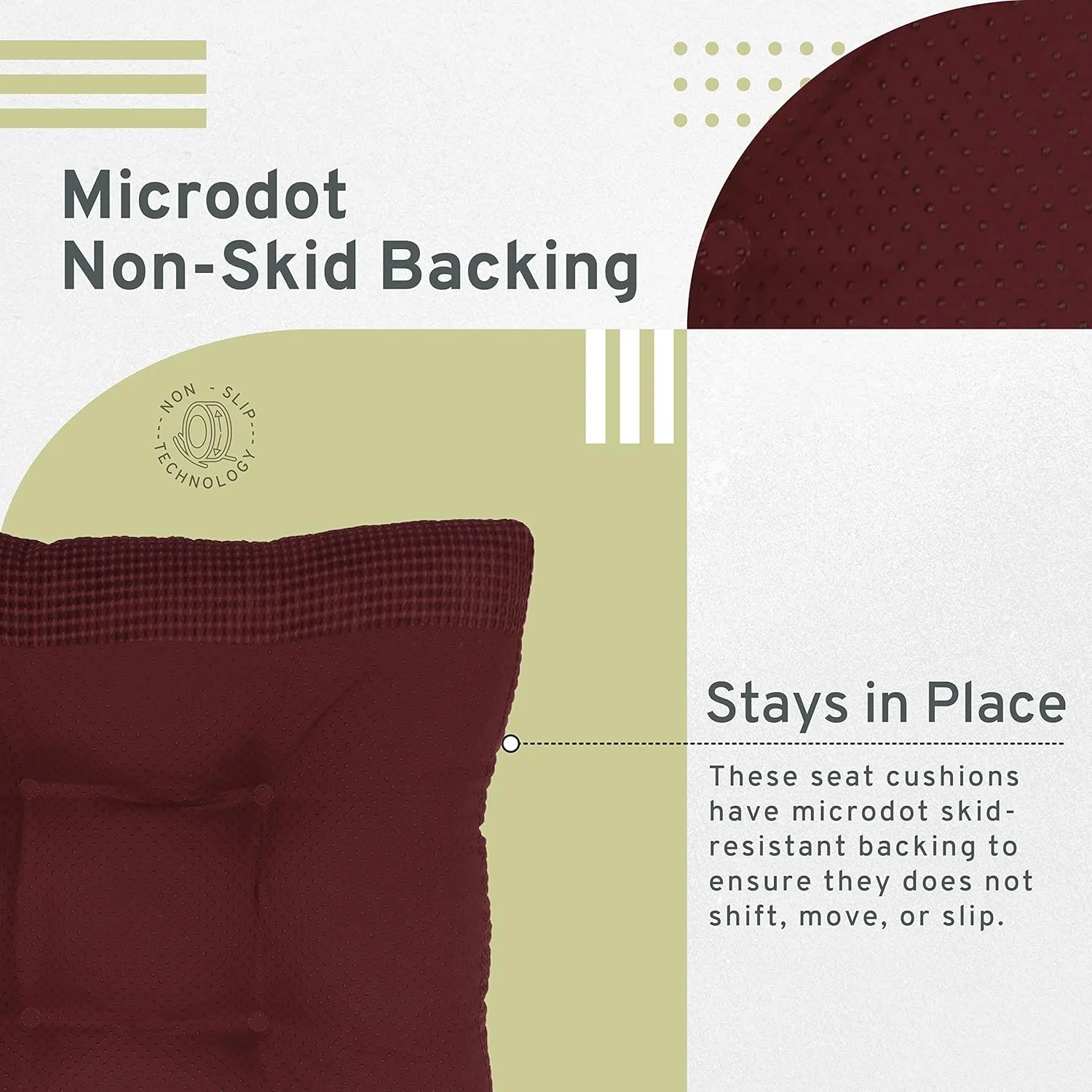 Arlee Memory Foam Non-Skid Chair pad, 2 Count, Burgundy