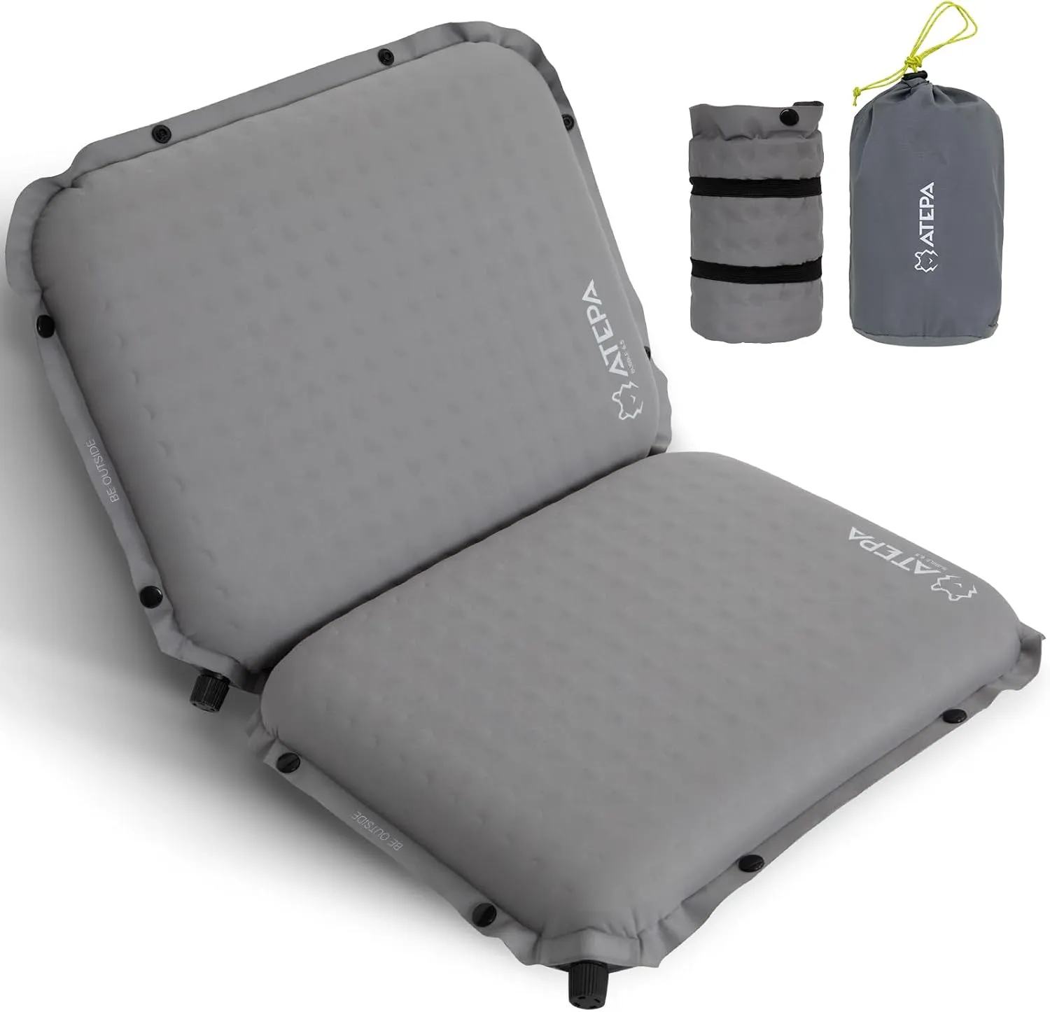 ATEPA Inflatable Stadium Seat Cushion, Self-Inflating Memory Foam Stadium Seats Camping Accessories Chair Pad for Outdoor Airplane Travel Bleacher Patio Backpacking