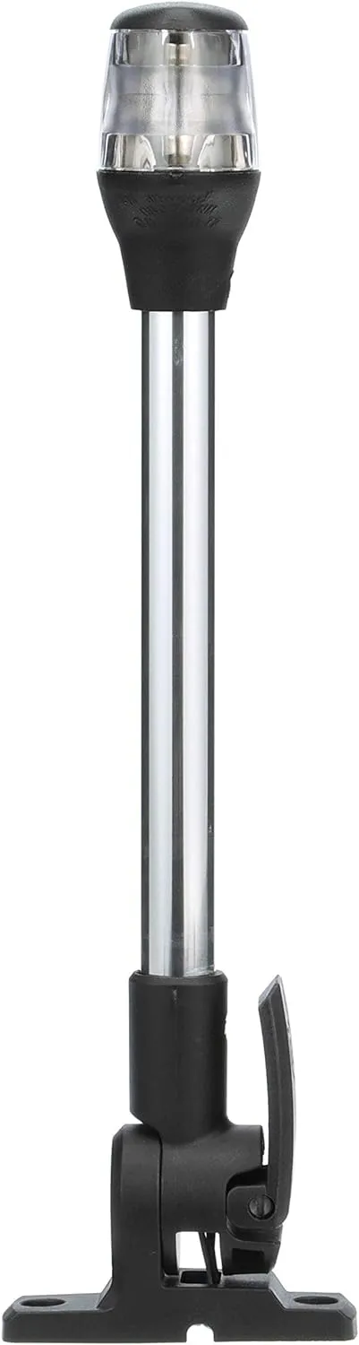 Attwood 7201-P-7 Incandescent Fold Down Anchor/Masthead Navigation Light, Black Base, 12-Inch