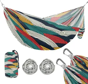 ATTX Abstract Waves Camping Hammock - Lightweight & Portable Hammocks, Heavy Duty 330lbs Capacity for Indoor, Hiking, Backpacking, Travel, Backyard, Beach#122