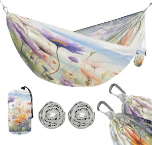 ATTX Colorful Flowers Camping Hammock - Lightweight & Portable Hammocks, Heavy Duty 330lbs Capacity for Indoor, Hiking, Backpacking, Travel, Backyard, Beach#266