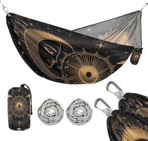 ATTX Golden Sun and Moon Camping Hammock - Lightweight & Portable Hammocks, Heavy Duty 330lbs Capacity for Indoor, Hiking, Backpacking, Travel, Backyard, Beach#98