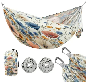 ATTX Pastel Flowers Camping Hammock - Lightweight & Portable Hammocks, Heavy Duty 330lbs Capacity for Indoor, Hiking, Backpacking, Travel, Backyard, Beach#38