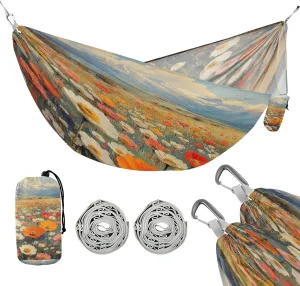ATTX Vintage Wildflowers Oil Painting Camping Hammock - Lightweight & Portable Hammocks, Heavy Duty 330lbs Capacity for Indoor, Hiking, Backpacking, Travel, Backyard, Beach#237