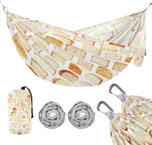 ATTX Watercolor Bread Pattern Camping Hammock - Lightweight & Portable Hammocks, Heavy Duty 330lbs Capacity for Indoor, Hiking, Backpacking, Travel, Backyard, Beach#213